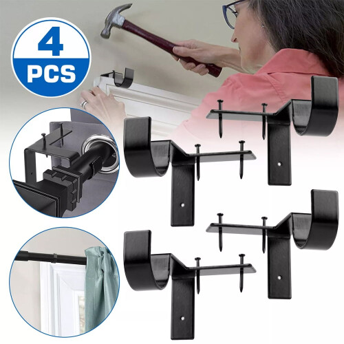 Supports de tringle à rideaux en bois (4 pièces)