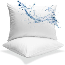 DISEN Cotton Pillow Protector with Zip, White, 2-Pack