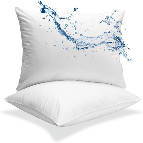 DISEN Cotton Pillow Protector with Zip, White, 2-Pack