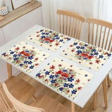 4th of July Linen Placemats 4 Pack 13x18in