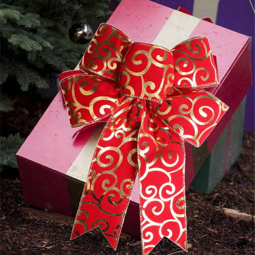 Christmas ribbon bow decoration for gift packaging