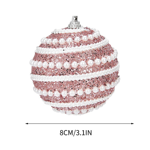 Pearl Thread Christmas Ornaments Painted Decorations 6 pcs 1