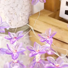 Leliebloem lichtslinger met 10 LED's en koperdraad, 1 stuk