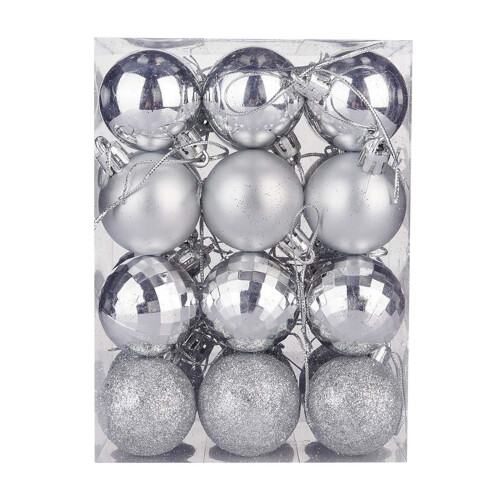 24 Pack Purple Plastic Christmas Ornaments 4cm