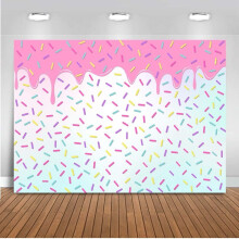 Fondo personalizado de donas de 8x6 pies, diseño de confeti colorido, compatible con decoraciones de fiesta de donas para cumpleaños de niñas,