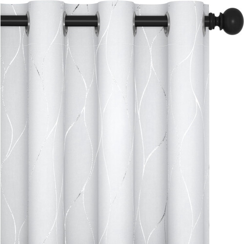 Silver Wave Blackout Curtains 52x84in 2 Panels