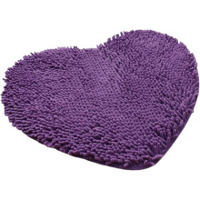 Lila badrumsmatta i mikrofiber med halkfri hjärtdesign