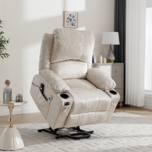 Electric Single Sofa Lift Recliner Chair with Heating & Massage Function, Beige