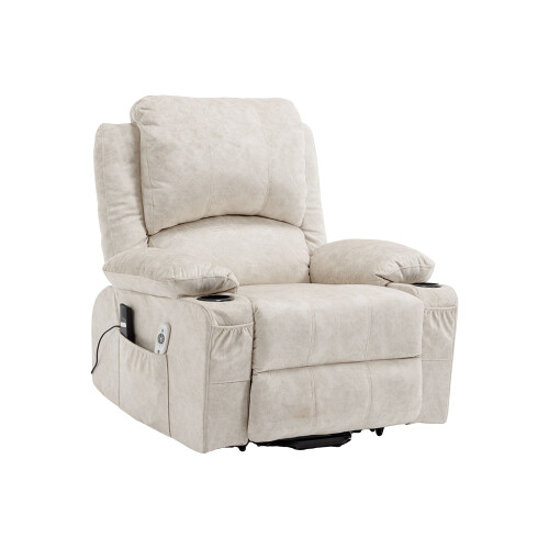 Living And Home Electric Single Sofa Lift Recliner Chair with Heating & Massage Function, Beige 2