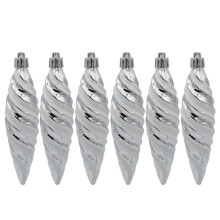 Spiral Christmas Tree Ornaments Plastic 6 Pack Silver