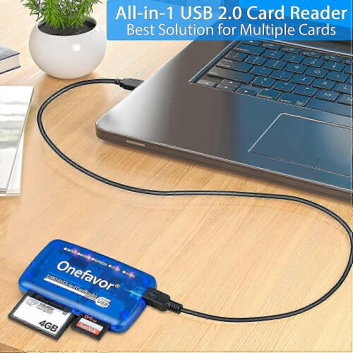 Multi Card Reader compatible with various memory cards, USB 2.0 Plug-and-Play for PC and Mac, Portable Data Transfer Hub 2