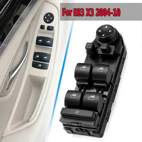 Window Lifter Mirror Control Switch Compatible with BMW X3 E83, Driver Side, Black, Direct Replacement 1