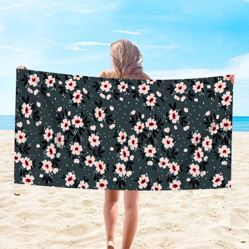 Floral Minimalist Microfiber Bath Towel 30 x 60 in