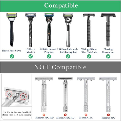 Razor Stand 2 Pack, Stainless Steel, Compatible with Most Safety Razors, with Drying Function for Hygiene 2