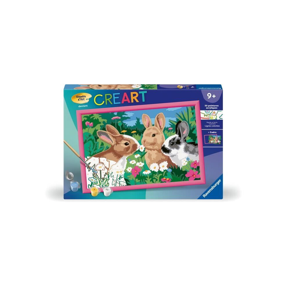 Ravensburger Creart Kids 31X21cm Rabbits In The Meadow, Paint By Numbers Kit, Ages 9 And Up, 25847,