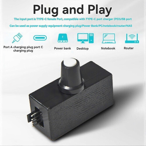 PWM Speed Controller 12V 4-Pin 0-100% Adjustment USB-C Powered for PC Fan Pump 1