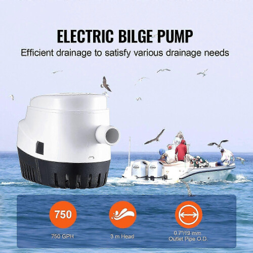 Automatic Submersible Pump 750GPH Auto Start Stop 12V for Small Boat Drainage 2