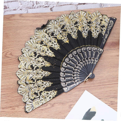 Folding Fan Chinese Style Handheld Wooden Decorative for Dancing Performance 2