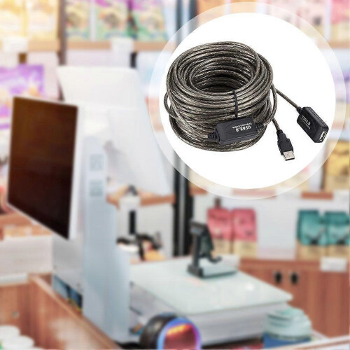 USB 2.0 Active Extension Cable 20M, Compatible with High-Speed PC Peripherals for Signal Integrity 1