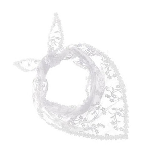 Lace Triangular Scarf Styling Headwrap Bandana for Women-White
