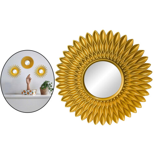 European style round wall mirror gold flower shape