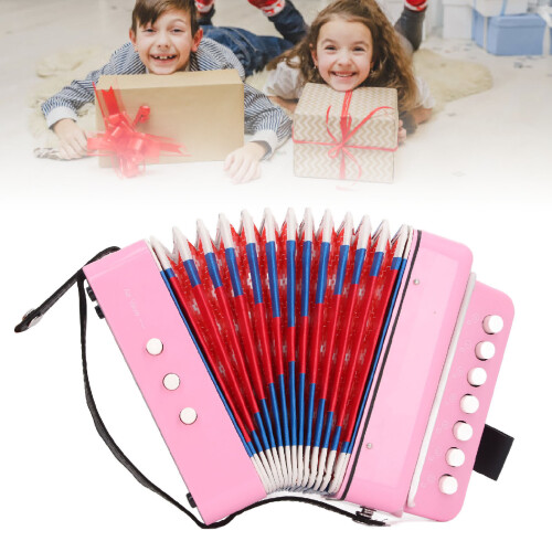 Rosa Knopfakkordeon - 7 Knöpfe, 2 Bässe für Kinder