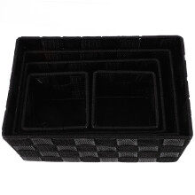 Cesto de armazenamento retangular trançado preto 23x15x10cm