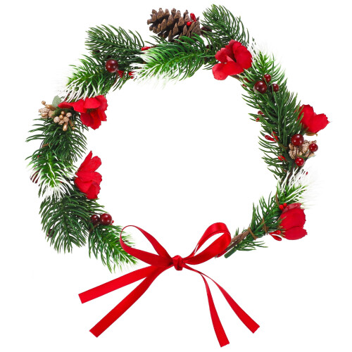 Christmas Flower Headband with Pine Cones & Berries