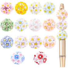 Blomsterleirperler, 20 mm, sett med 14 farger, avstandsperler