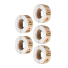 Kraftpapier-Rundaufkleber 2,5 cm/1 in, 500 pro Rolle, 5 Rollen