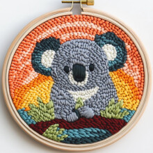 Baby Koala Punch Needle Kit – Sunset Tree Design, 20x20cm