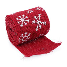 Ribín Sneachta Burlap 2m x 6cm Dearg Bán
