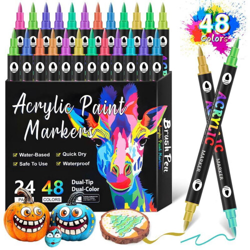 Acryl-Farbmarker-Set mit Doppelspitze, 24/48/72 Stück