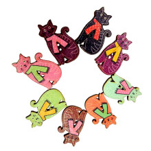 Wooden Cat Buttons for Crafts 50 Pieces