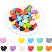 Hjerteformede silikonperler12 farger48 deler