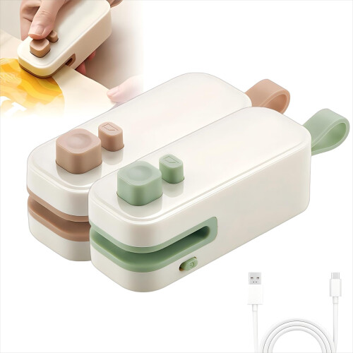 Mini sigillatrice per sacchetti di plastica 2 in 1 con taglierina e magnete