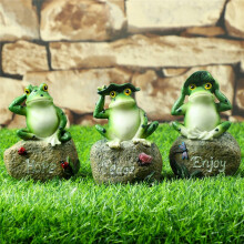 Garden Frog Statue Outdoor Patio Ornament Set3Pack