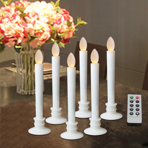 Candele a cono senza fiamma a 6 LED con telecomando e timer