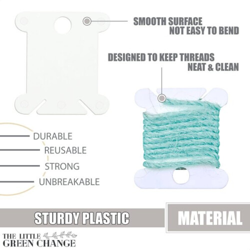 Plastic Thread Spools for Embroidery and Sewing, White, 3.8cm x 3.6cm with Storage Clips 2