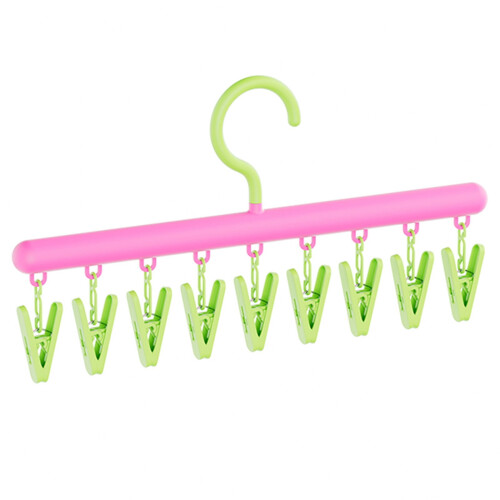Cabide de plástico antiderrapante com presilhas, 39 cm (15,4 pol.), verde.