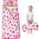 Tappetino per la nanna per bambini con cuscino, rosa, a tema calcio e floreale, e 1