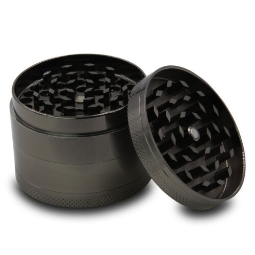 Triturador de ervas secas com coletor de pólen, design de 4 camadas e 3 compartimentos para tabaco e maconha. 2
