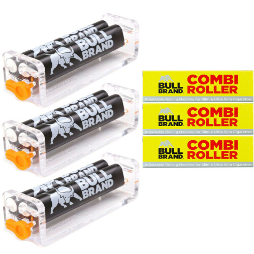 3x BULL BRAND Slim Cigarette Roller COMBI Adjust Ultra Roller Machine 1