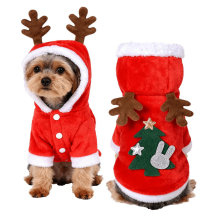 Sudadera navideña para perros – Diseño de reno rojo, forro polar cálido