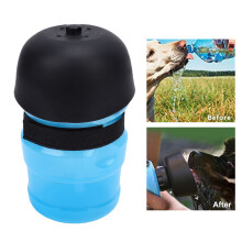 Tragbare Hundewasserflasche Auslaufsicherer Wasserspender Blau