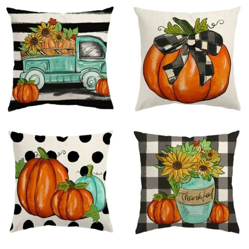 Conjunto de 4 capas de almofada decorativas para o outono, 4 peças, 45 cm (18 polegadas)