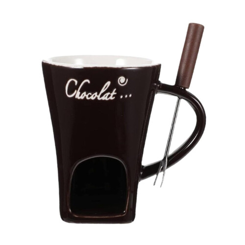 Chocolate fondue set ceramic brown 1-piece