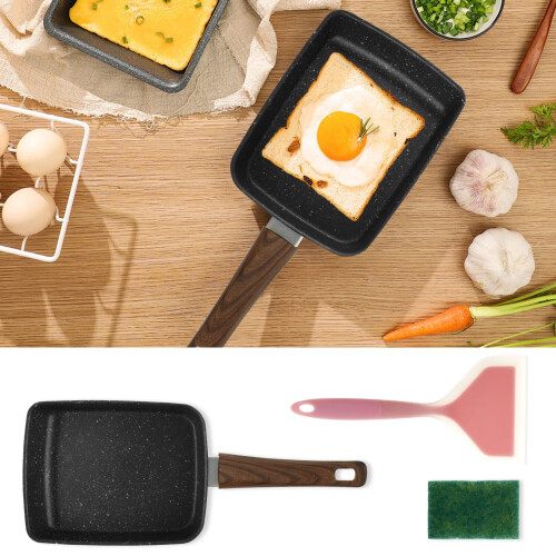 Rectangular Tamagoyaki Pan Set with Spatula & Sponge