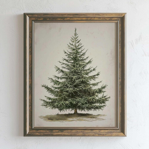 Decoração de parede com estampa vintage de árvore de Natal, 30x40 cm (12x16 polegadas)