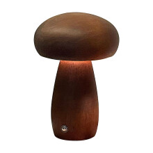 Draadloze, oplaadbare houten slaapkamerlamp met dimfunctie.
